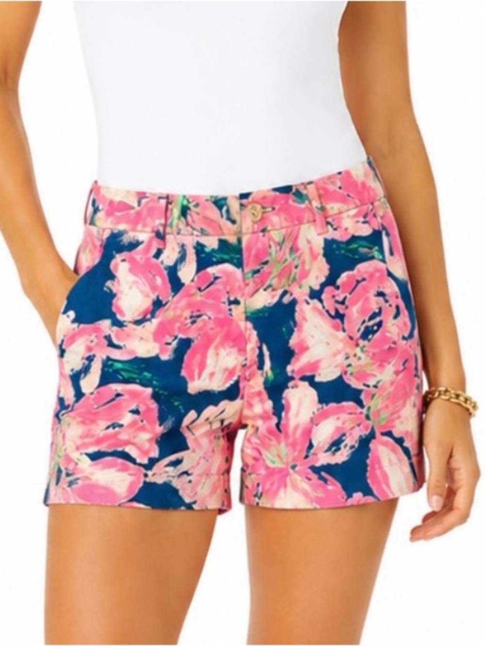 Lilly Pulitzer Women's Callahan 5” Chino Shorts Size 14 Floral Tropical Summer
